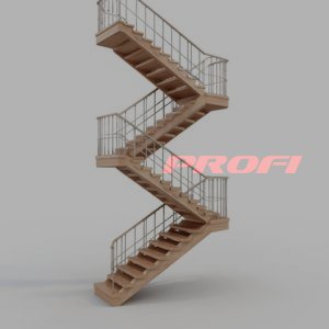 Лестницы с ломаными косоурами П-образные с деревом Л - 351 