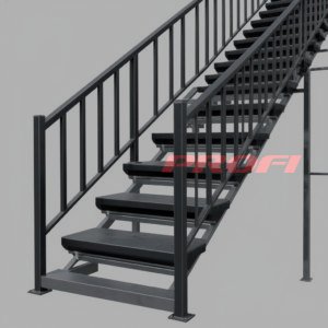 Лестницы на косоурах из швеллера с деревом Л - 90 
