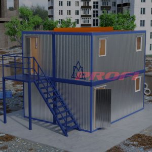Двухэтажное модульное здание МЗ-40 эконом из 4-х БК 
