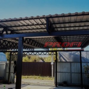 Односкатный навес из профильной трубы 