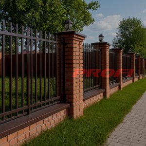 Забор с кирпичными колоннами ЗАБ - 27